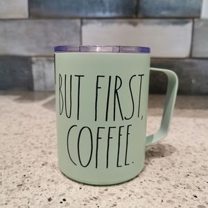 2/$50 NWT Rae Dunn "but first, coffee" mug w/ lid